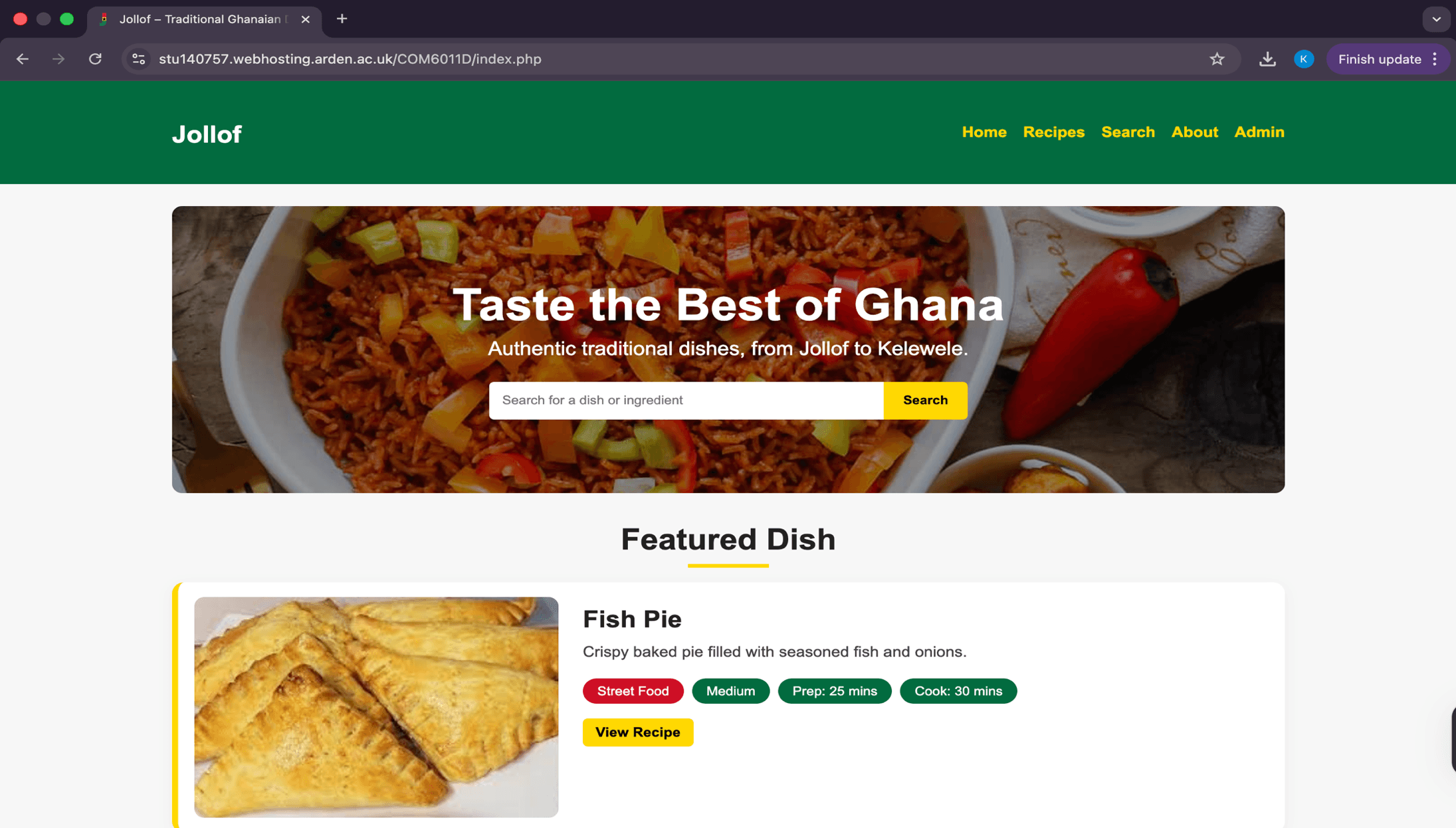 Jollof recipe app public home page